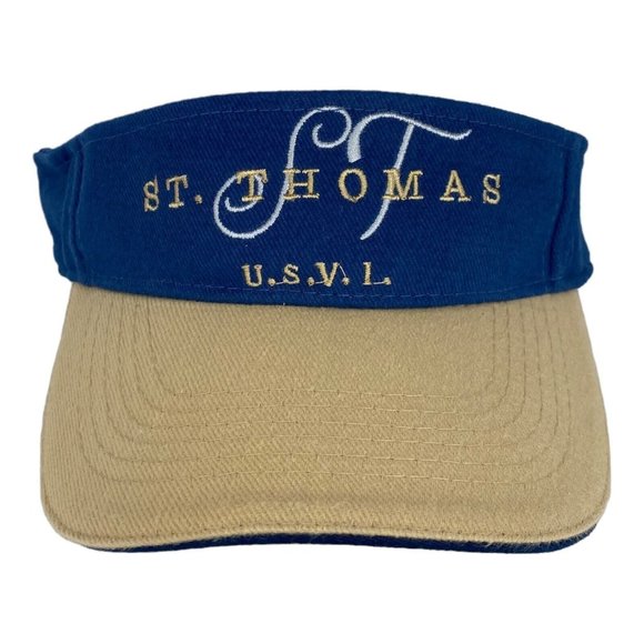 ST. Thomas U.S. Virgin Islands USVL Blue Beige Visor Hat Men's Adjustable Cap‎ - Picture 1 of 7